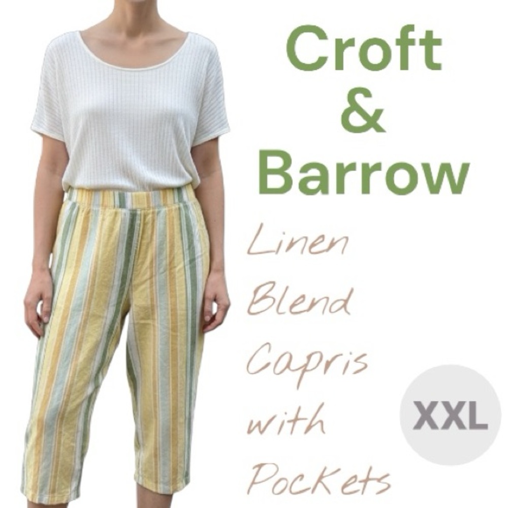 Croft & Barrow Kids Striped Capri Pants - Yellow and Green